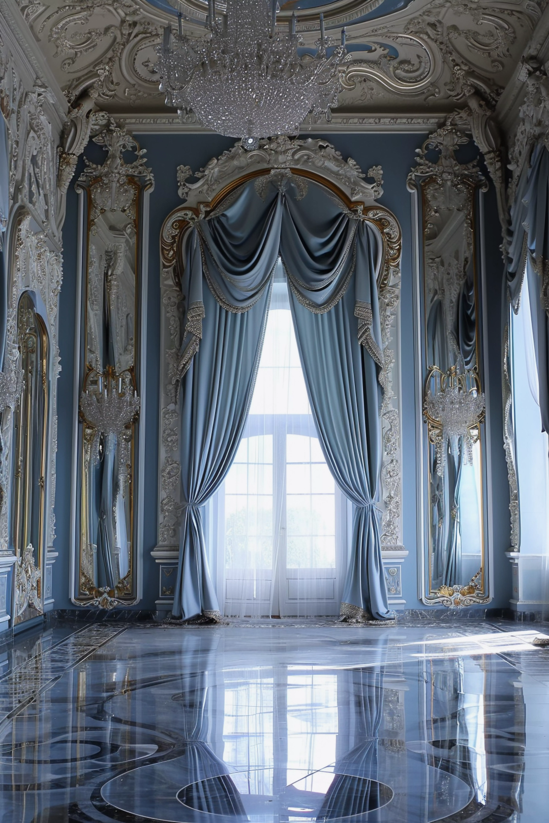 Blue Elegant Luxury Theme For Model Shoot - Backdrop Imperia Printed Backdrop