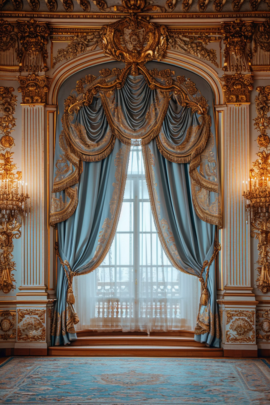 Blue & Gold Luxury Theme For Model Shoot - Backdrop Imperia Printed Backdrop