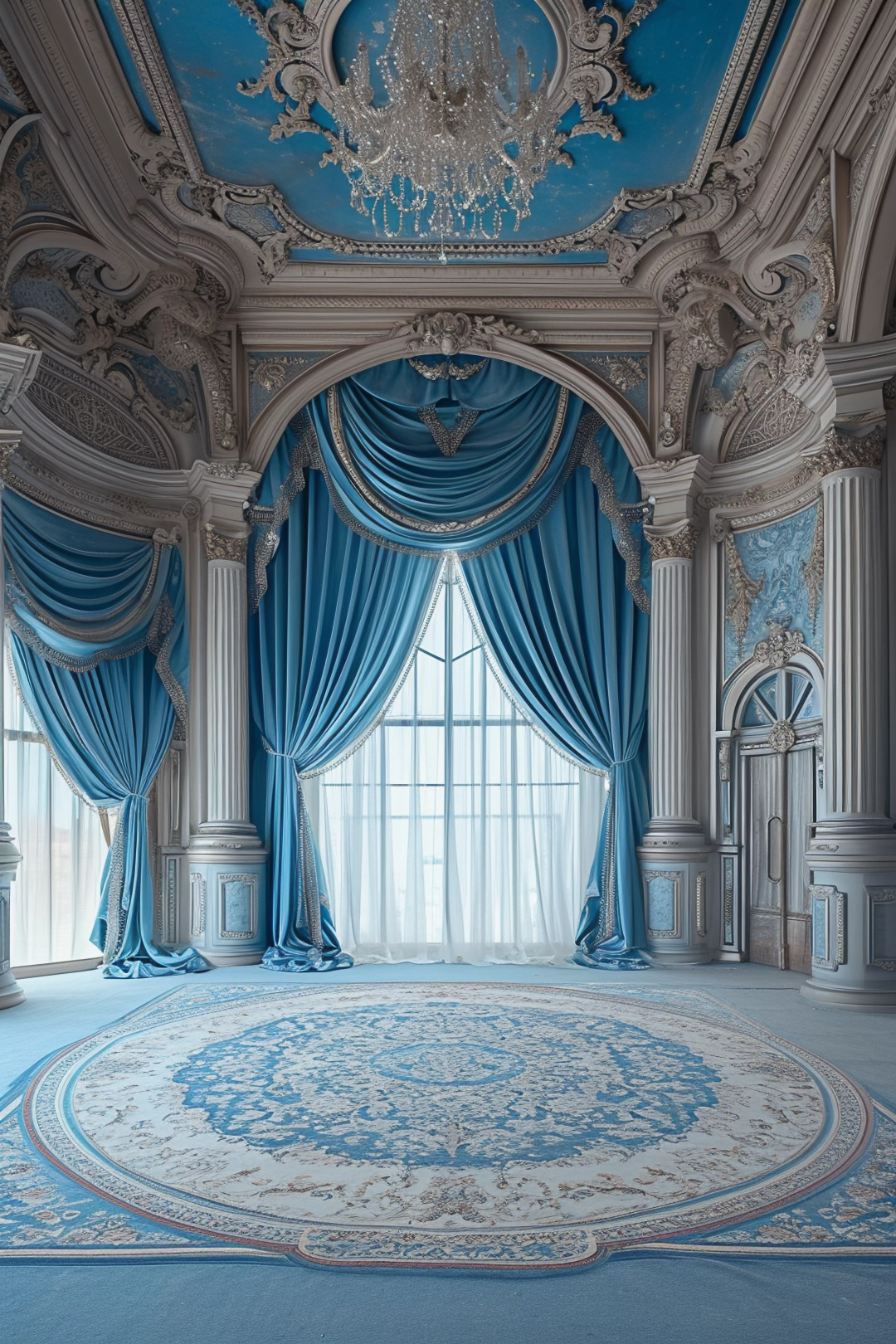Light Blue Luxury Theme For Model Shoot - Backdrop Imperia Printed Backdrop