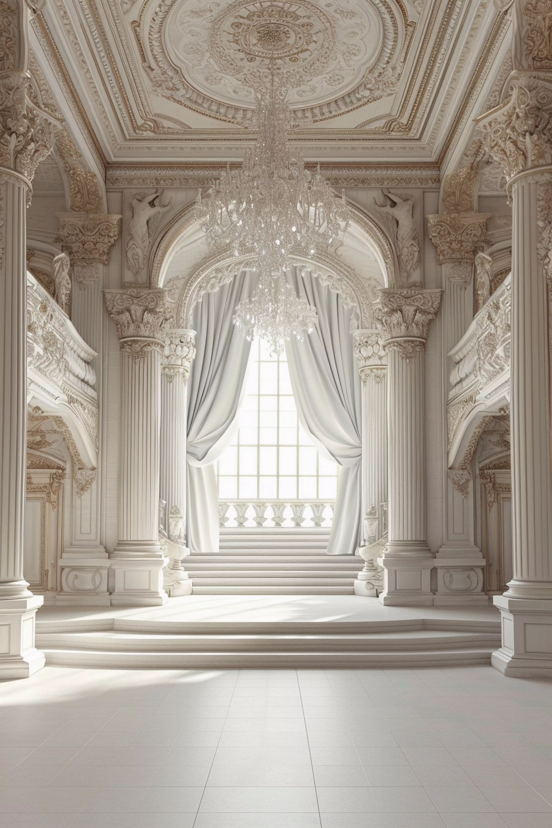 White Luxury Theme For Model Shoot - Backdrop Imperia Printed Backdrop