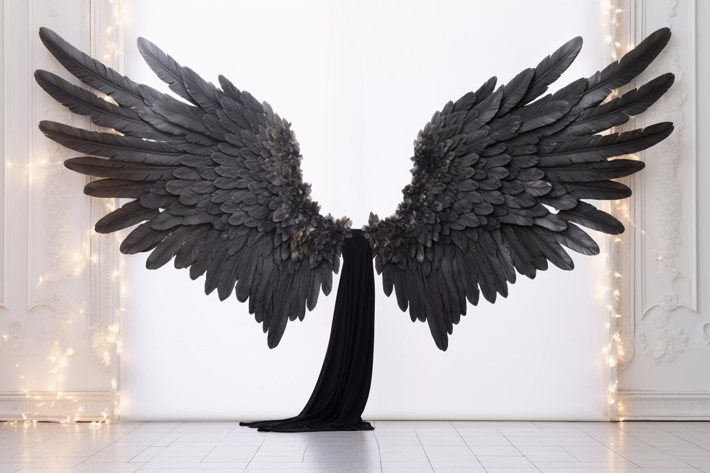 Black Angel Wings Backdrop For Photoshoot - Backdrop Imperia Printed Backdrop