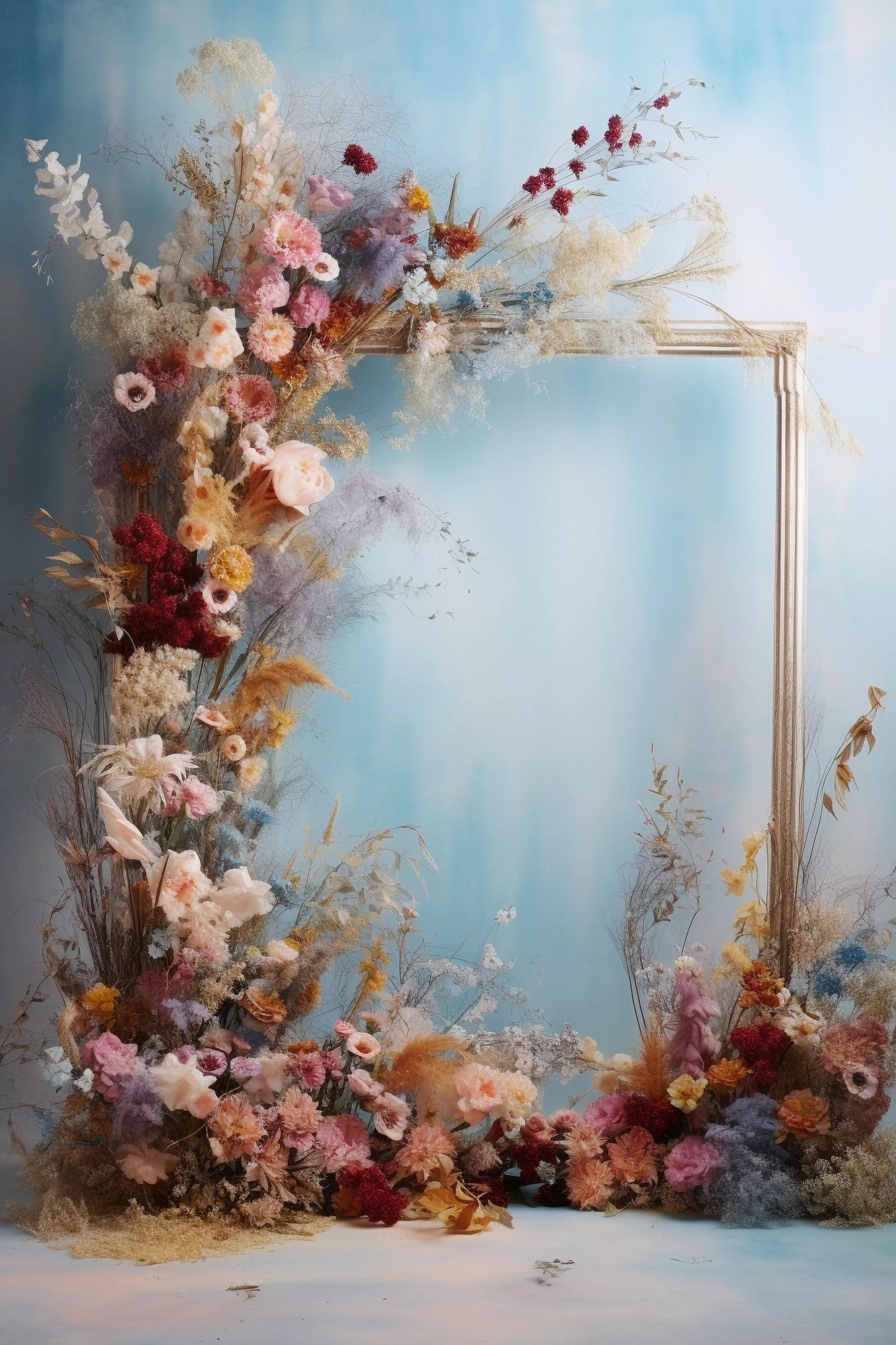 Light Blue Floral Backdrop For Maternity Shoot - Backdrop Imperia Printed Backdrop