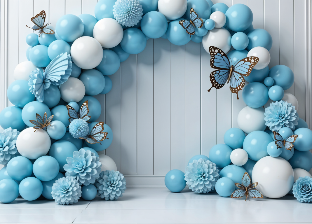 Beautiful Blue Balloon Theme For Kids - Backdrop Imperia Printed Backdrop