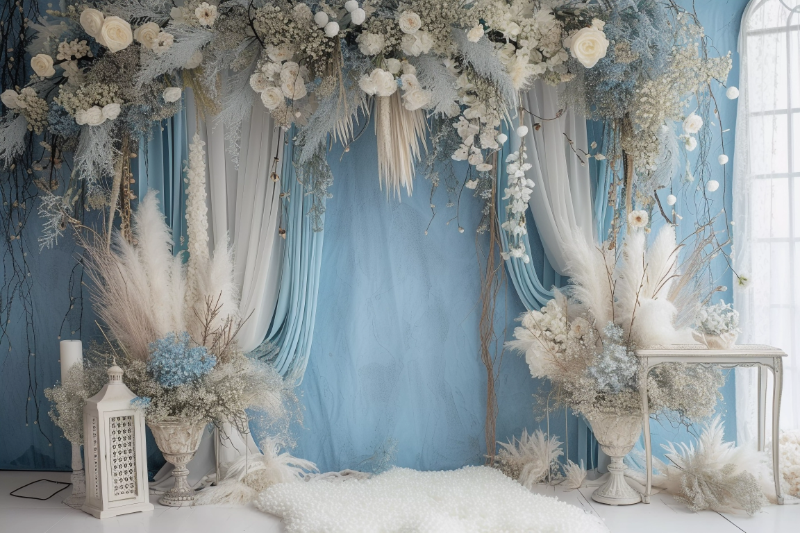 Beautiful Blue Boho Theme 1 - Backdrop Imperia Printed Backdrop