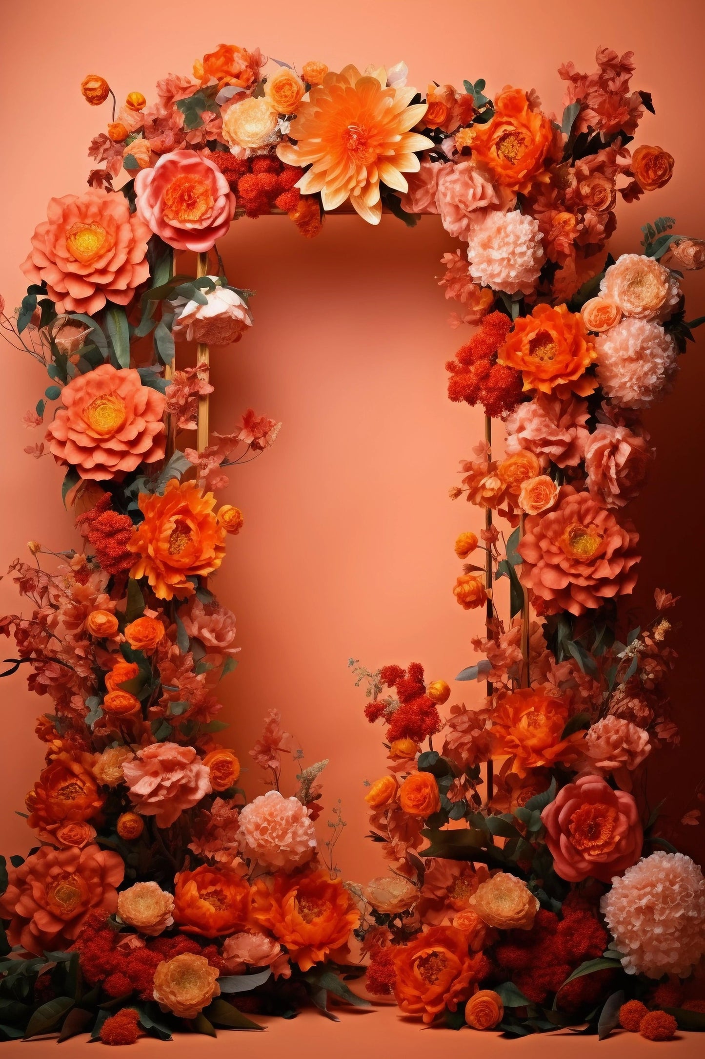 Orange Floral Backdrop For Maternity Shoot - Backdrop Imperia Printed Backdrop