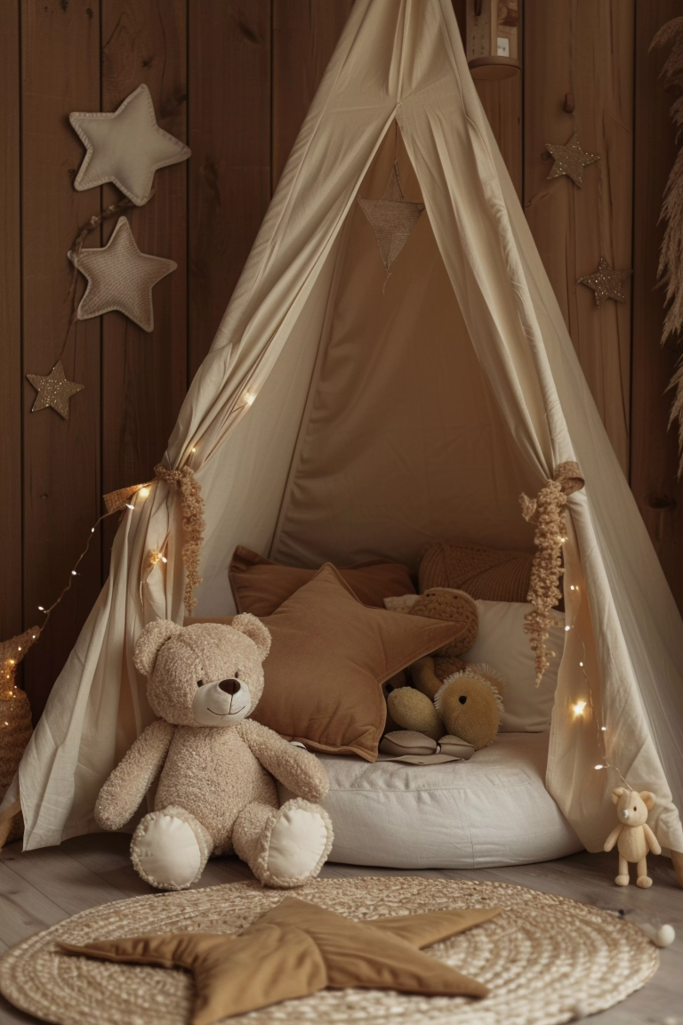 Cute Teddy Kids Boho Beige Theme - Backdrop Imperia Printed Backdrop