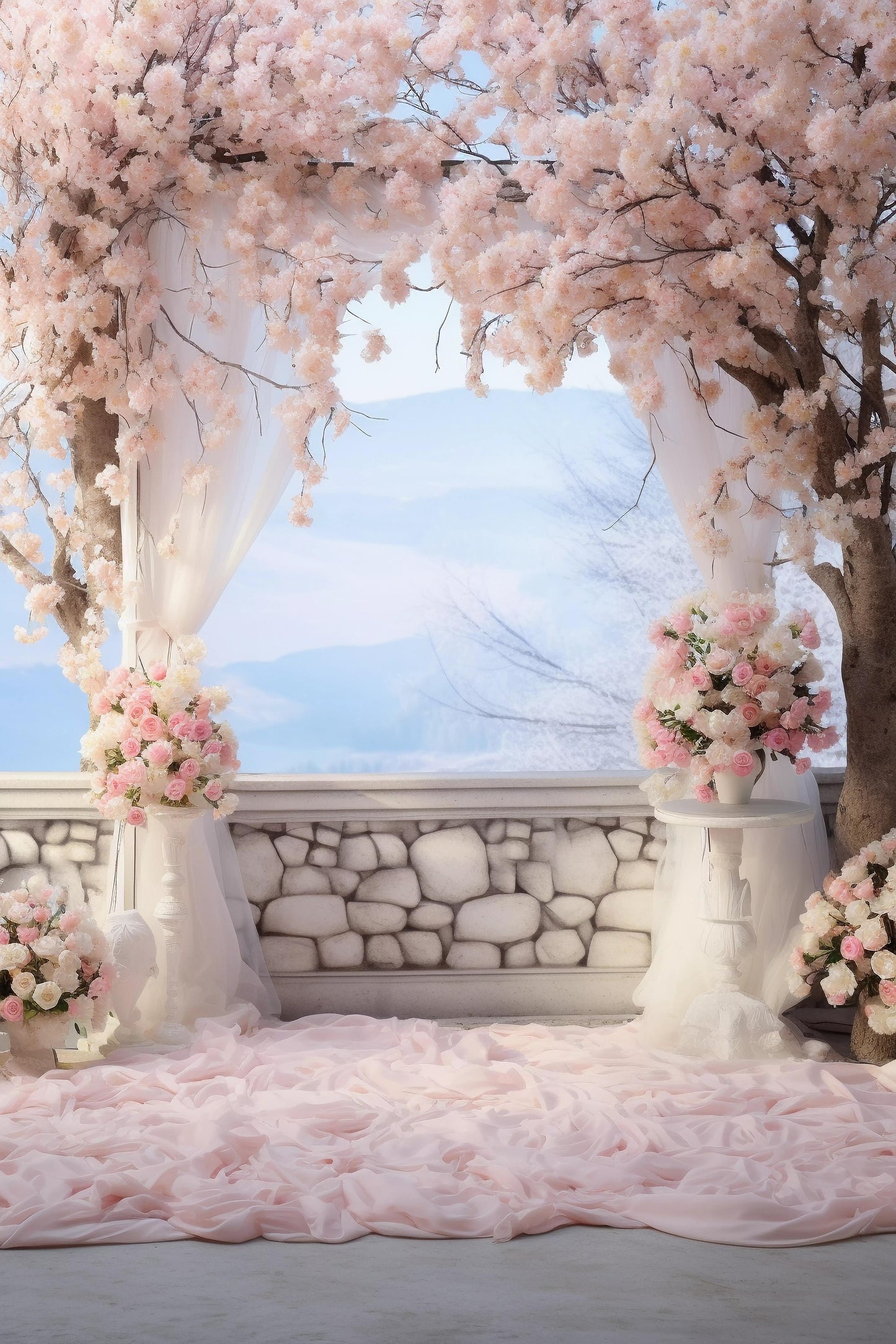 Pink Floral Backdrop For Maternity Shoot - Backdrop Imperia Printed Backdrop