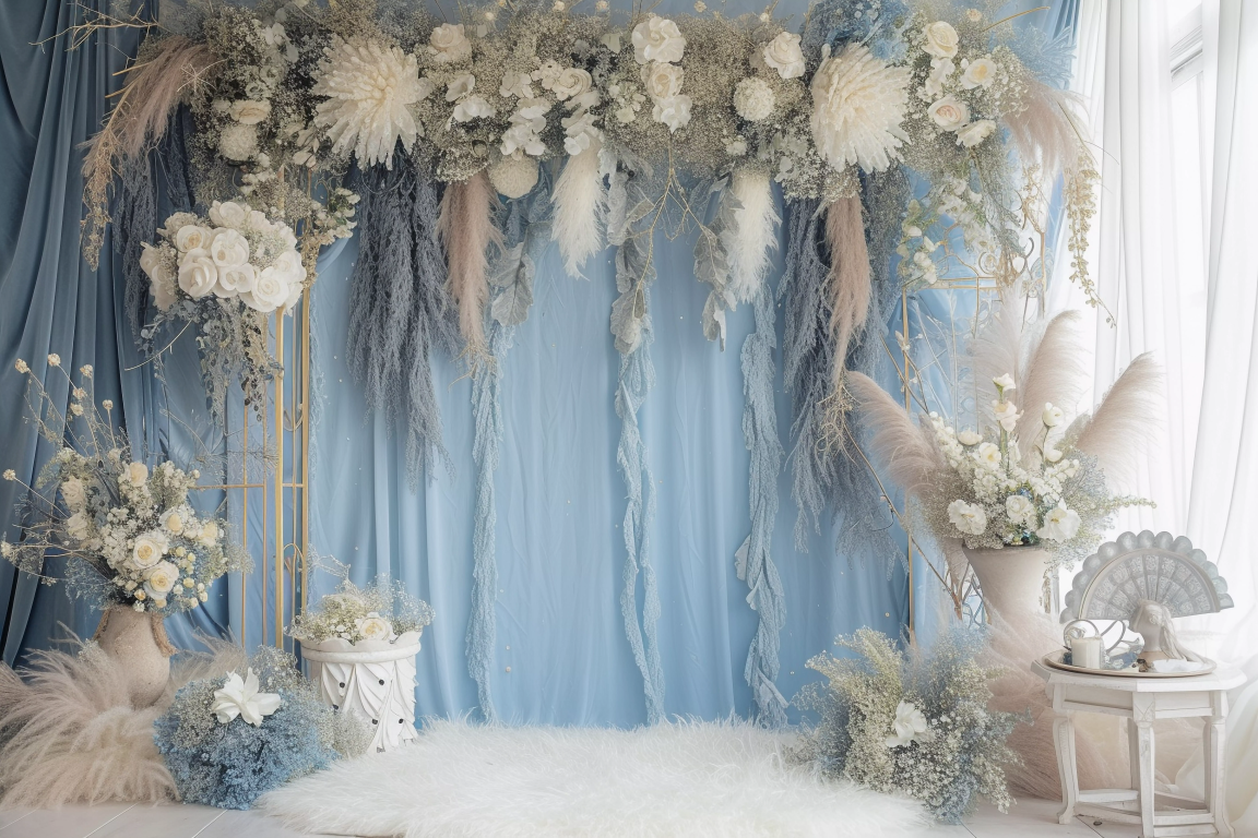Beautiful Blue Boho Theme 4 - Backdrop Imperia Printed Backdrop