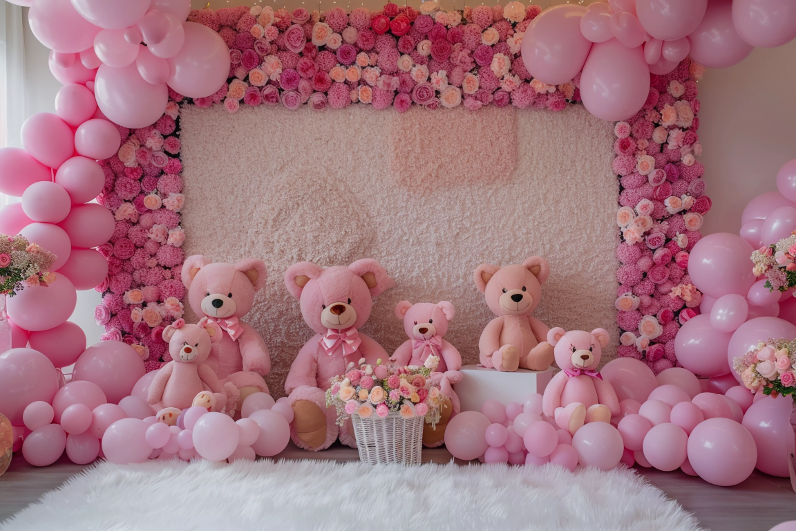 Beautifull Teddy Pink Kids Theme 19 - Backdrop Imperia Printed Backdrop