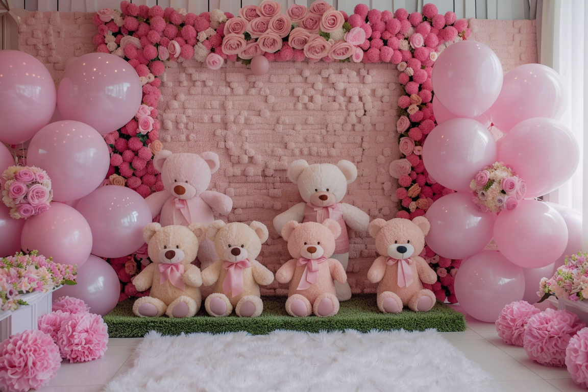 Beautifull Teddy Pink Kids Theme 20 - Backdrop Imperia Printed Backdrop