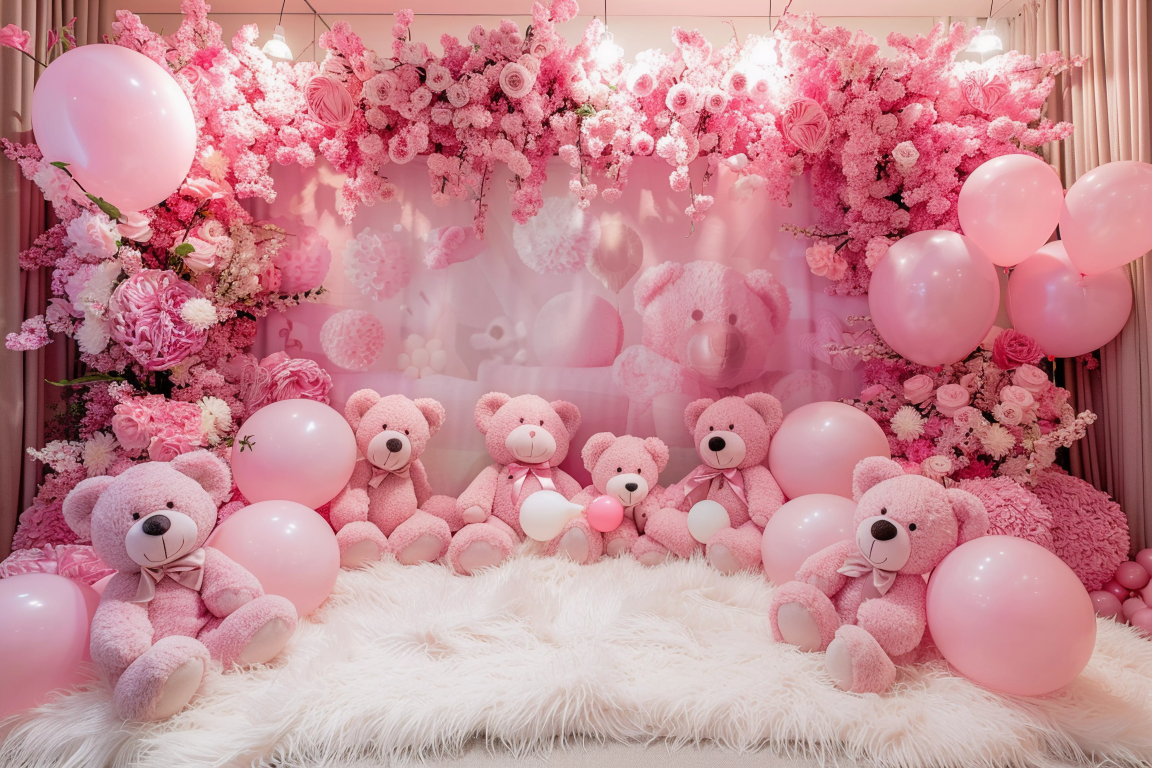 Beautifull Teddy Pink Kids Theme 21 - Backdrop Imperia Printed Backdrop