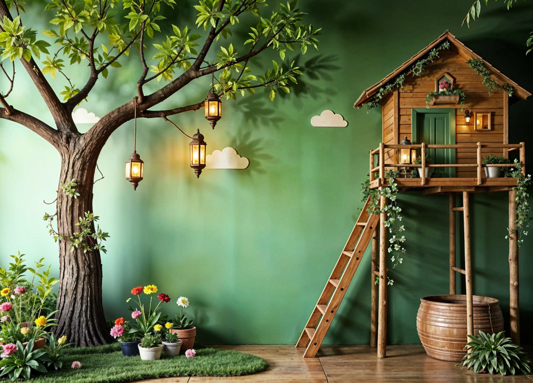 Beautiful Green Theme For Kids - Backdrop Imperia Printed Backdrop