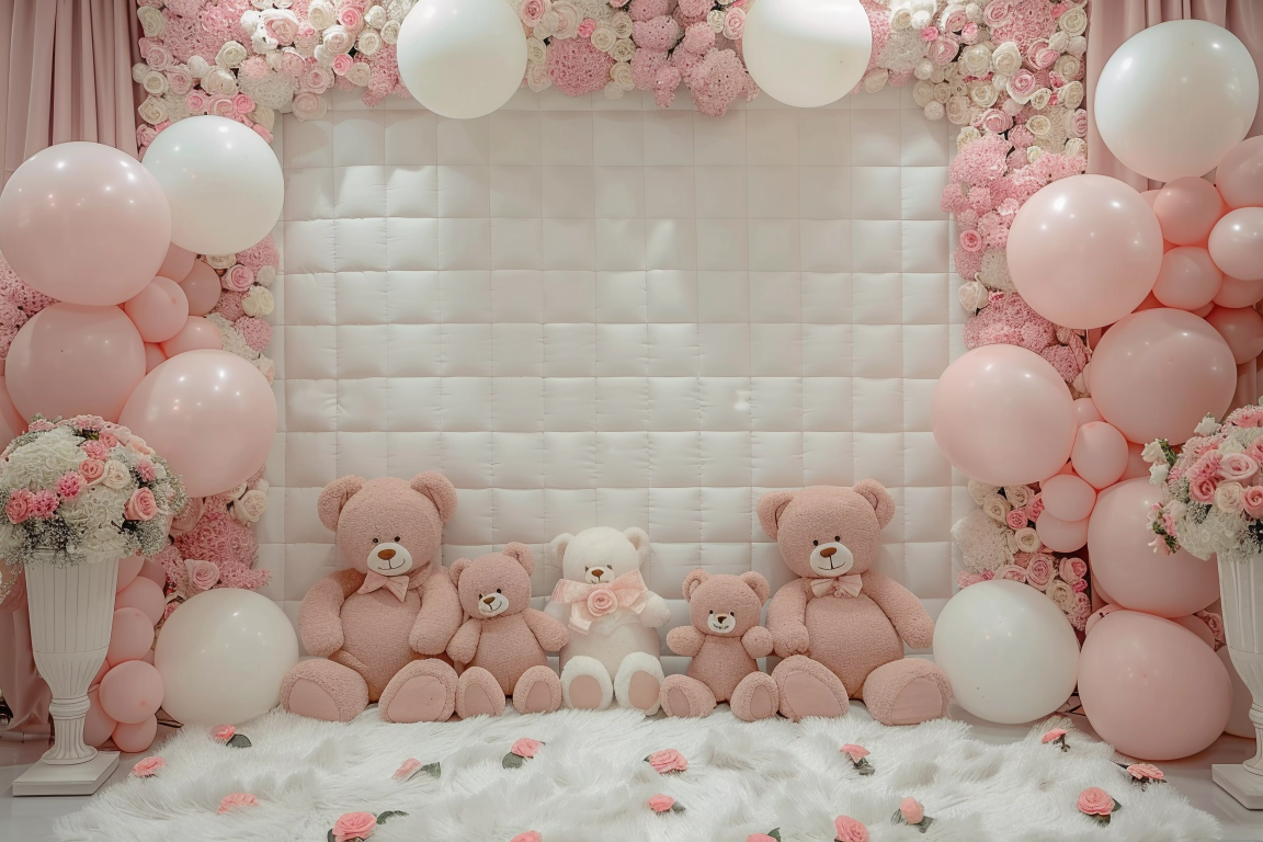 Beautifull Teddy Pink Kids Theme 22 - Backdrop Imperia Printed Backdrop