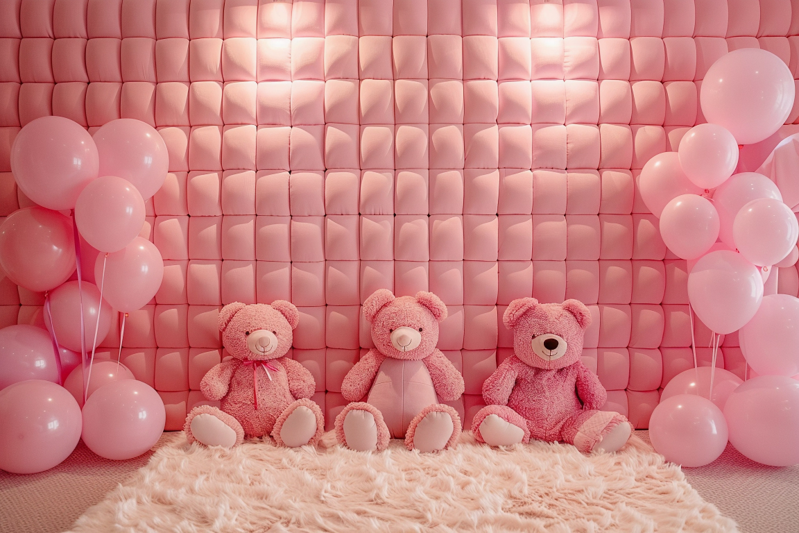 Beautifull Teddy Pink Kids Theme 23 - Backdrop Imperia Printed Backdrop