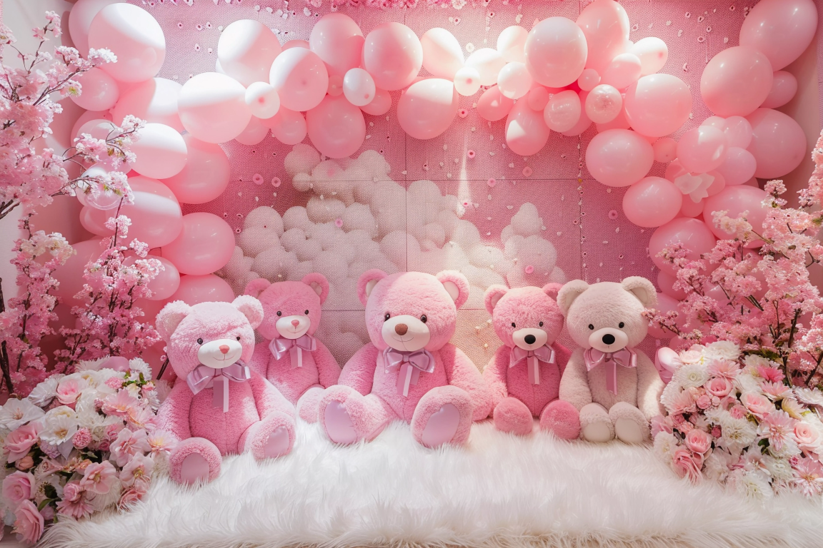 Beautifull Teddy Pink Kids Theme 24 - Backdrop Imperia Printed Backdrop