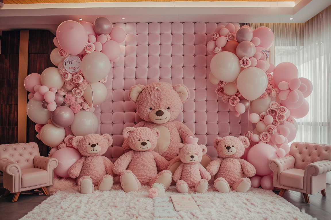 Beautifull Teddy Pink Kids Theme 25 - Backdrop Imperia Printed Backdrop