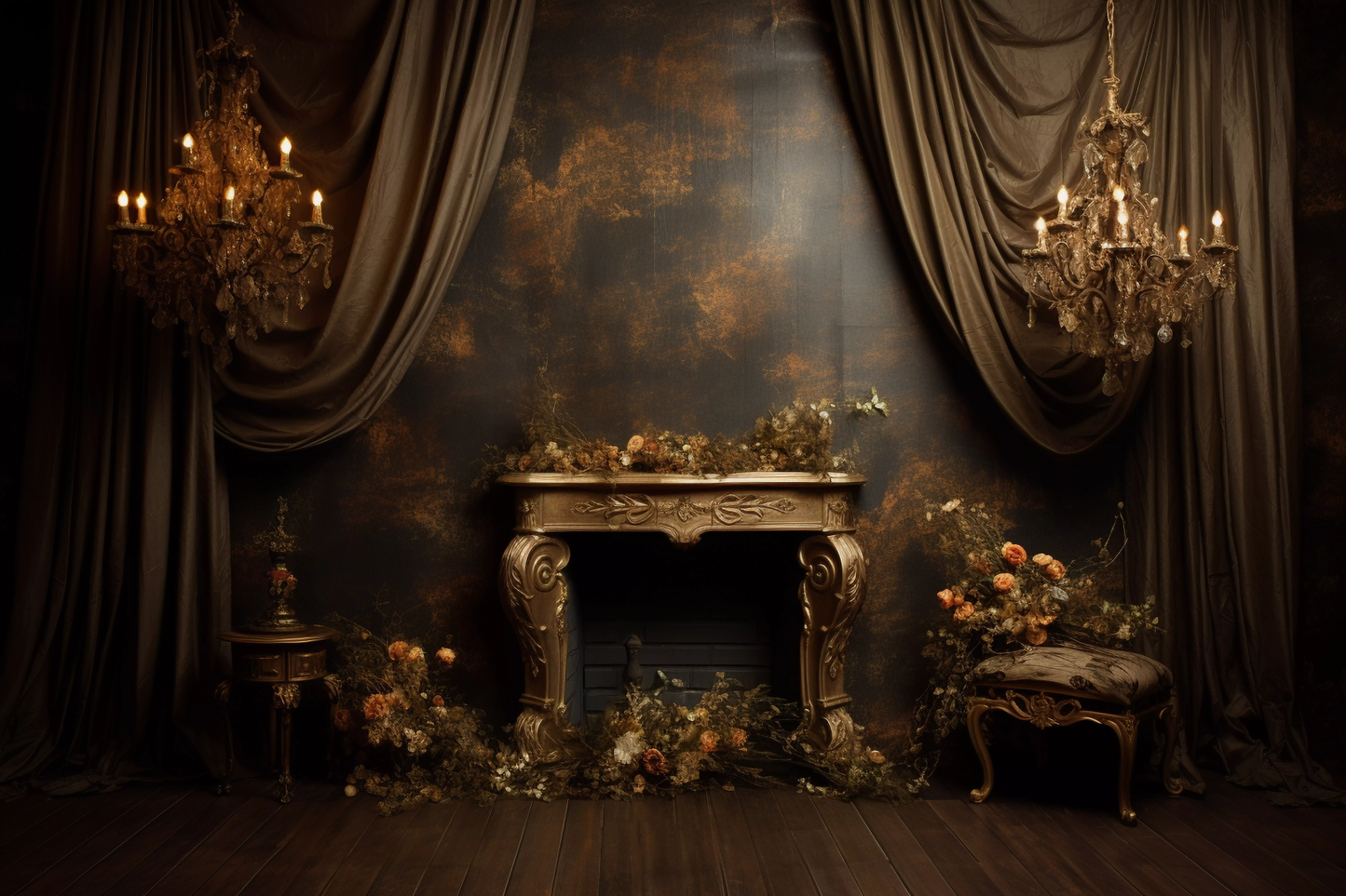 Classic Dark Brown Vintage Theme 23 - Backdrop Imperia Printed Backdrop