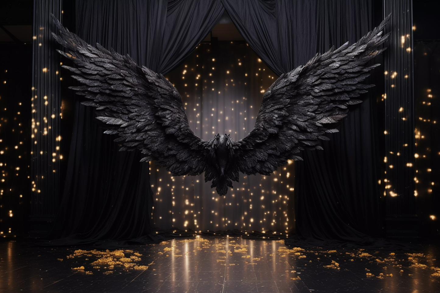Black Angel Wings Backdrop For Photoshoot - Backdrop Imperia Printed Backdrop