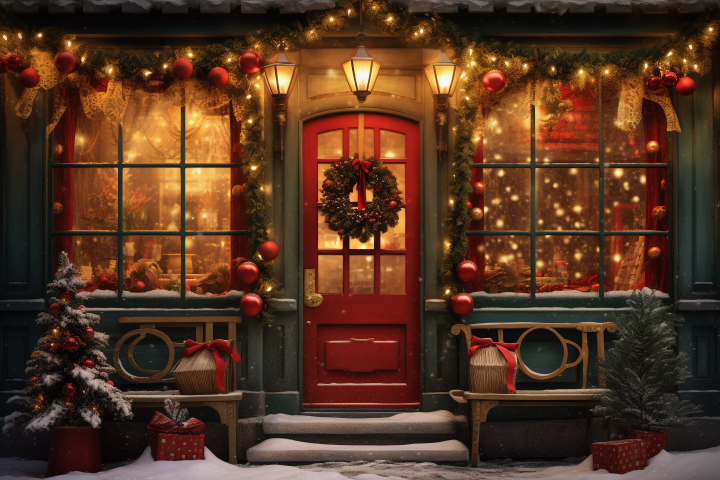 Red Door Xmas Theme - Backdrop Imperia Printed Backdrop