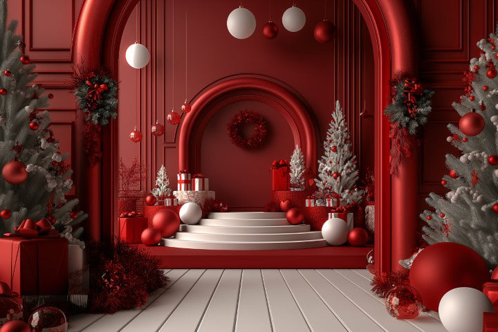 Beautifull Christmas Red Theme - Backdrop Imperia Printed Backdrop