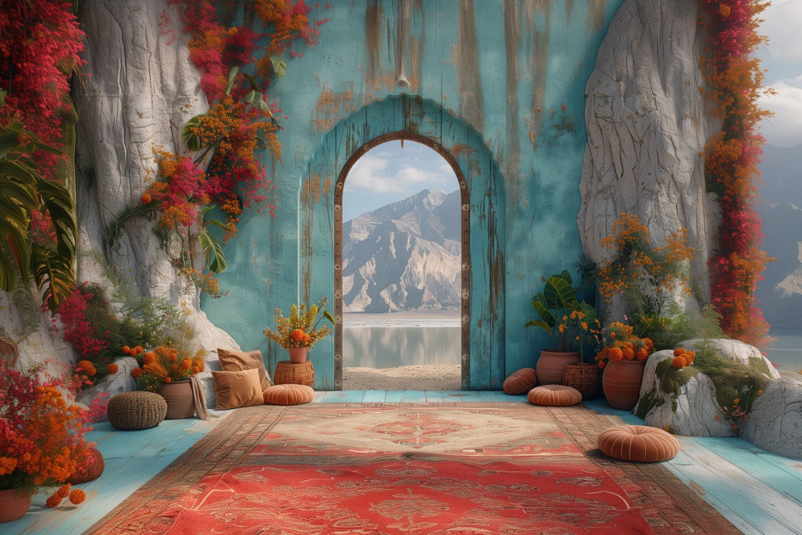 Beautiful Blue Boho Theme - Backdrop Imperia Printed Backdrop