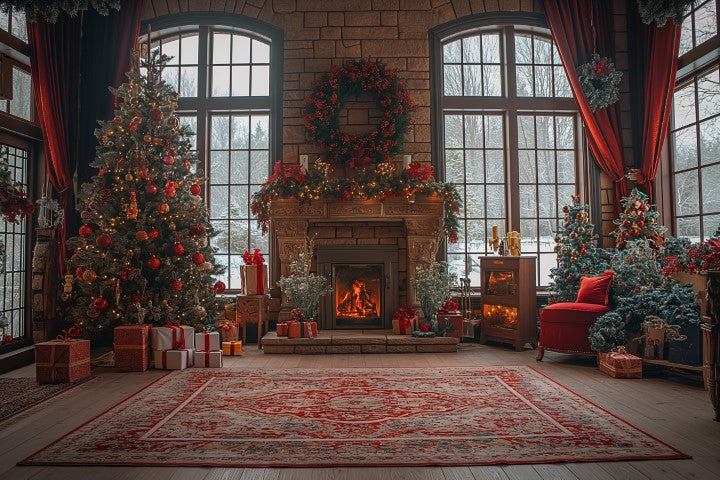 Vintage Xmas Tree Theme - Backdrop Imperia Printed Backdrop
