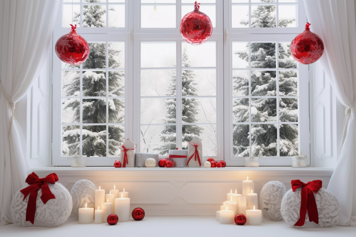 Beautifull White Or Red Christmas Theme - Backdrop Imperia Printed Backdrop