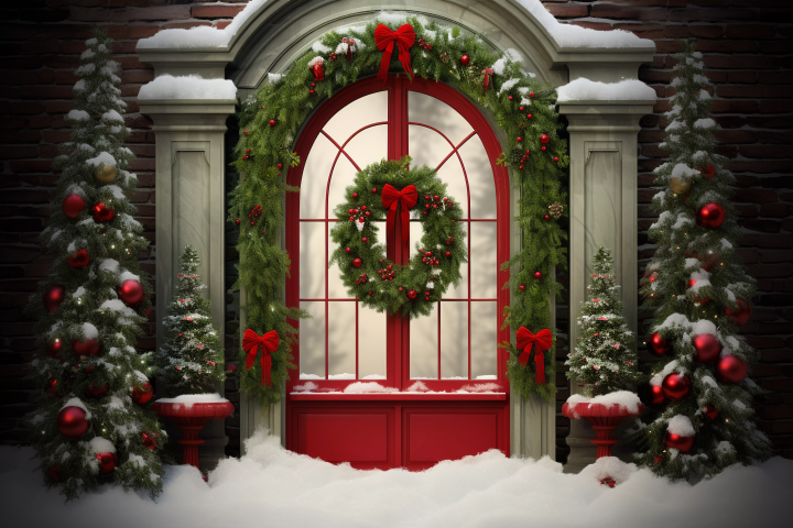 Red & Green Christmas Theme - Backdrop Imperia Printed Backdrop