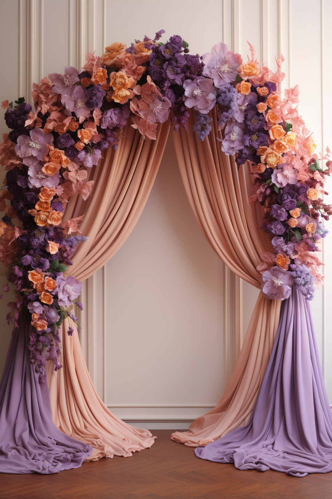 Purple & Orange Decorated Curtain Theme 4 - Backdrop Imperia Printed Backdrop