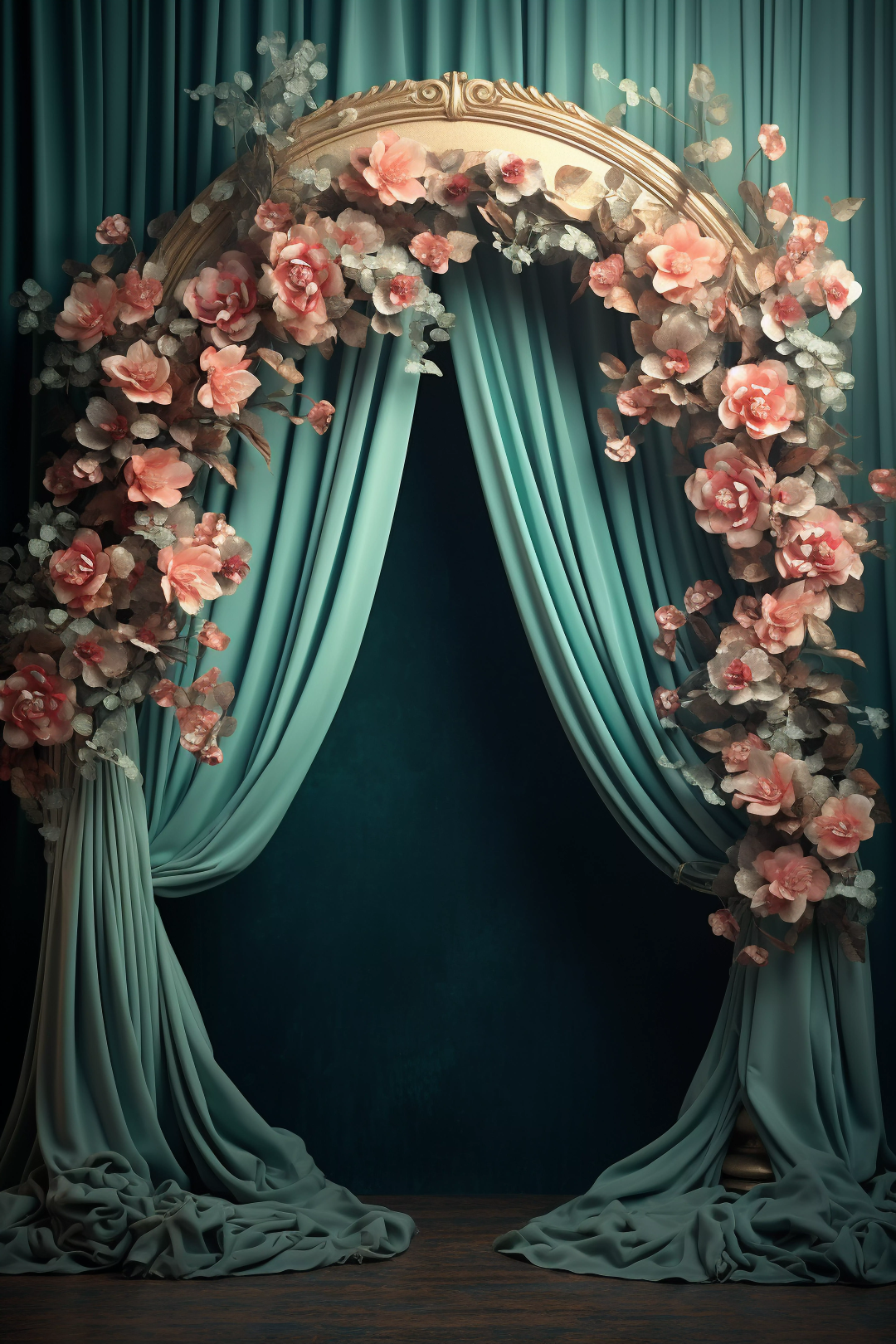 Green Decorated Curtain Theme 5 - Backdrop Imperia Printed Backdrop