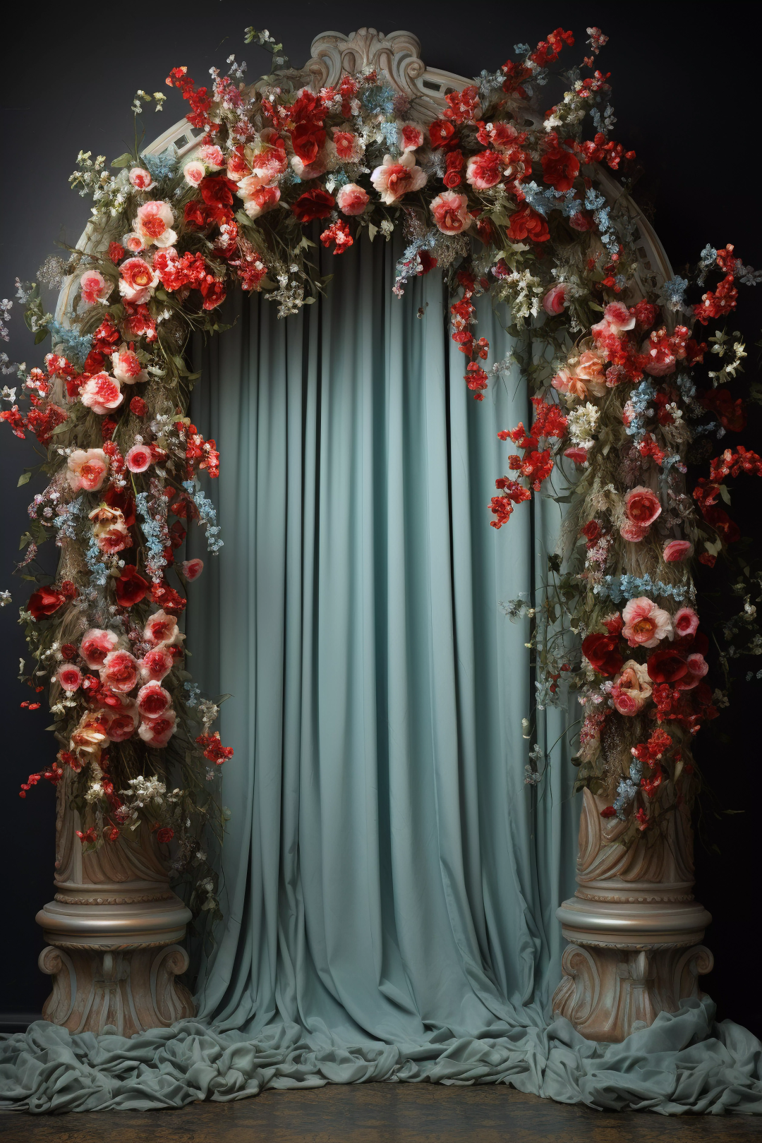 Green Decorated Curtain Theme 6 - Backdrop Imperia Printed Backdrop