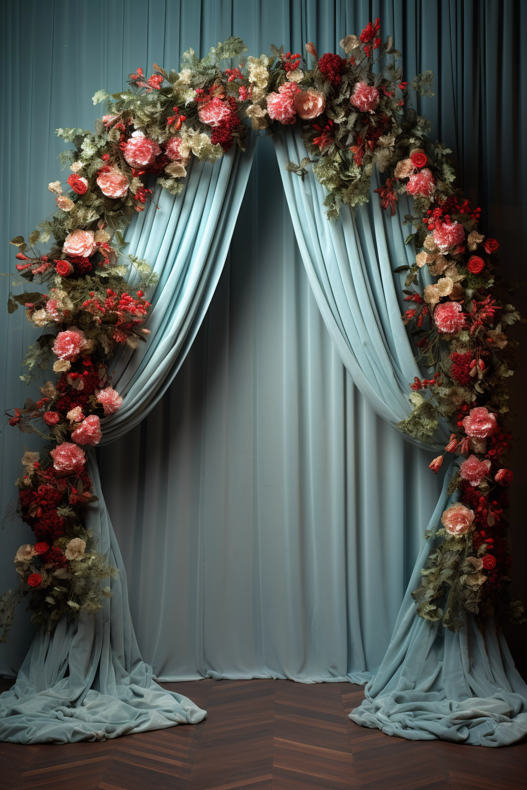 Green Decorated Curtain Theme 11 - Backdrop Imperia Printed Backdrop
