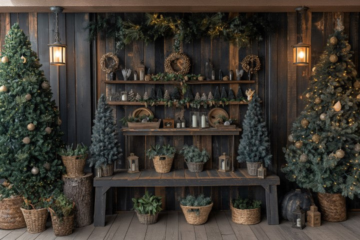 Beautifull Green Theme For Christmas - Backdrop Imperia Printed Backdrop