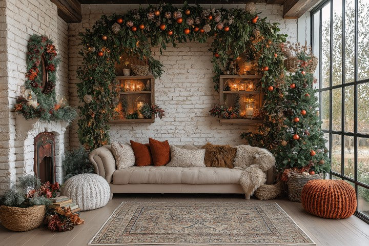 Elegant Living Room Christmas Theme - Backdrop Imperia Printed Backdrop