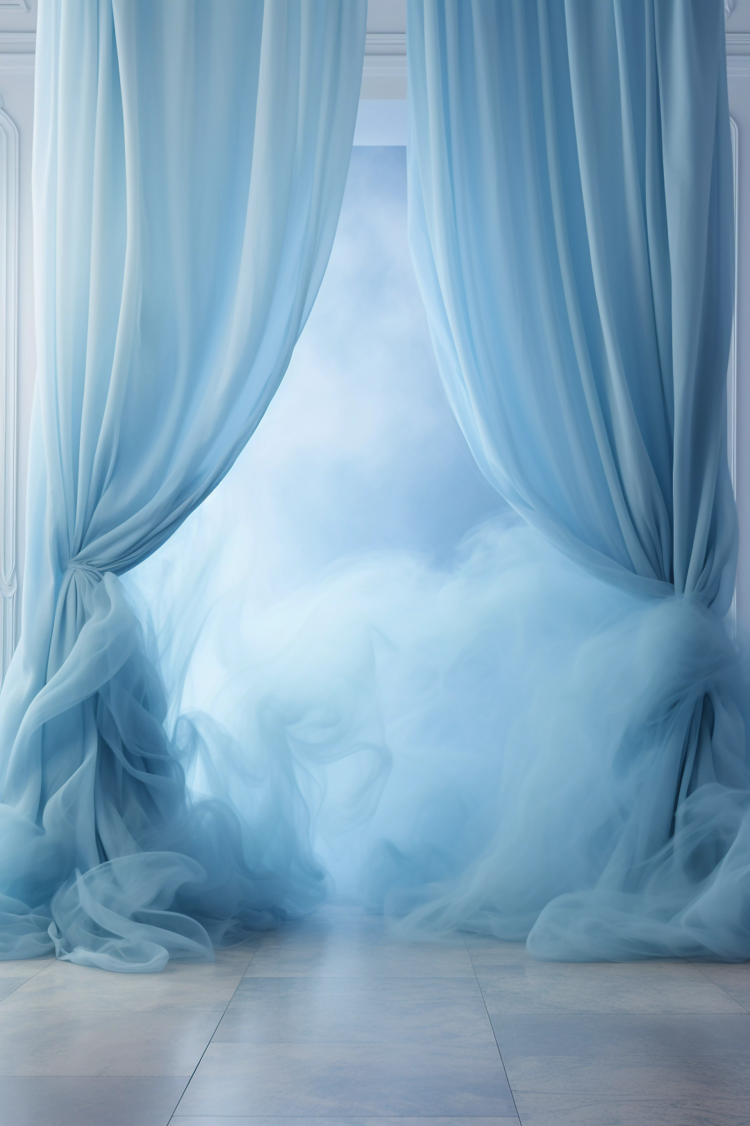 Smoky Blue Curtain Theme - Backdrop Imperia Printed Backdrop