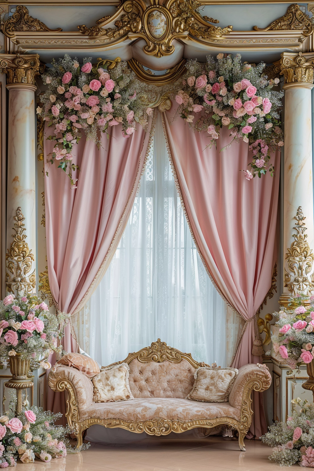 Pink & Gold Luxury Theme For Model Shoot - Backdrop Imperia Printed Backdrop