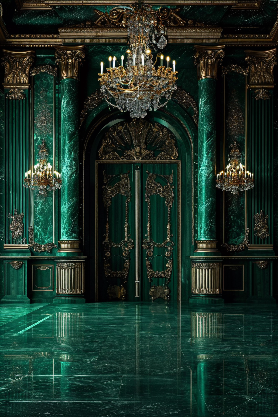 Green Luxury Theme For Model Shoot - Backdrop Imperia Printed Backdrop