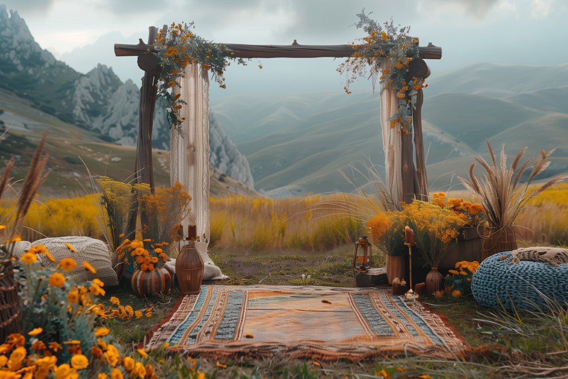 Beautiful Mountains Boho Theme - Backdrop Imperia Printed Backdrop