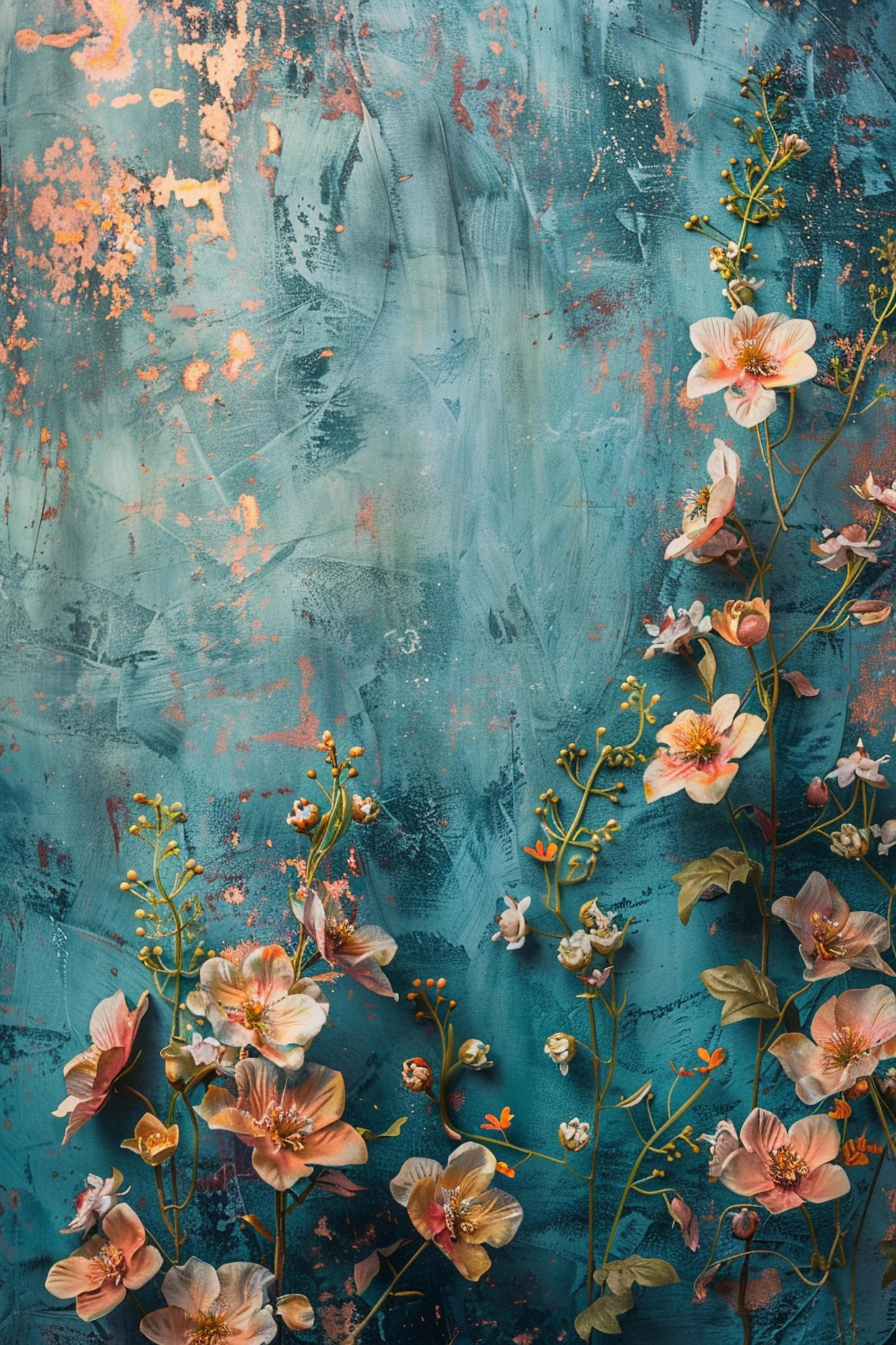 Beautiful Blue Floral Backdrop For Maternity Shoot - Backdrop Imperia Printed Backdrop