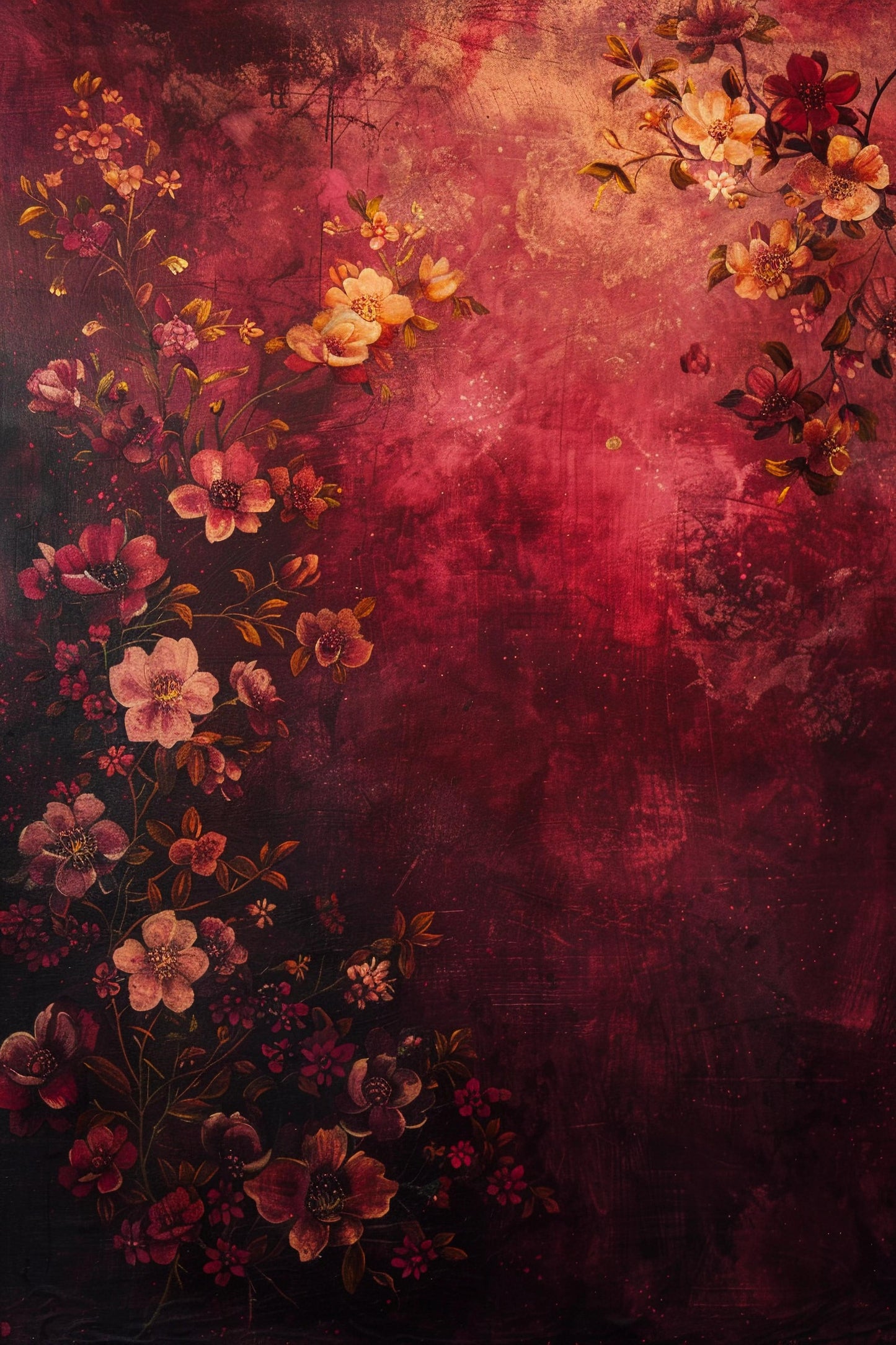 Beautiful Red Floral Backdrop For Maternity Shoot - Backdrop Imperia Printed Backdrop