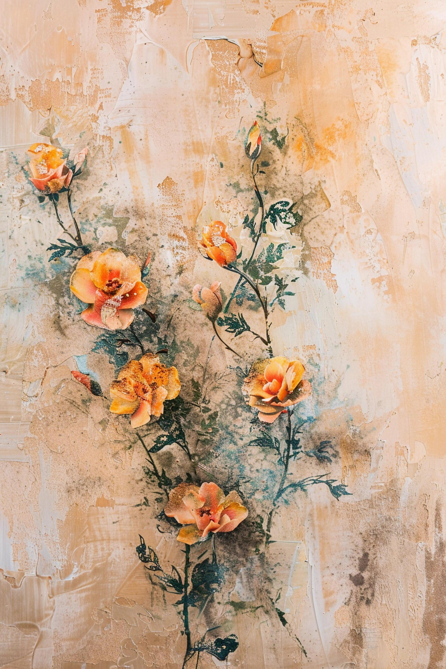 Beautiful Beige Floral Backdrop For Maternity Shoot - Backdrop Imperia Printed Backdrop