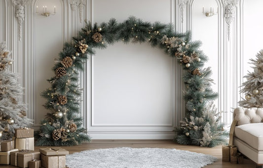 Christmas White Elegant Theme - Backdrop Imperia Printed Backdrop