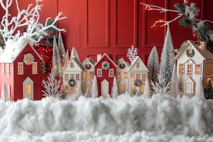 Christmas Red Hut Beautifull Theme - Backdrop Imperia Printed Backdrop