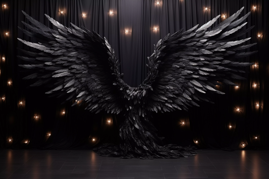 Black Angel Wings Backdrop For Photoshoot - Backdrop Imperia Printed Backdrop