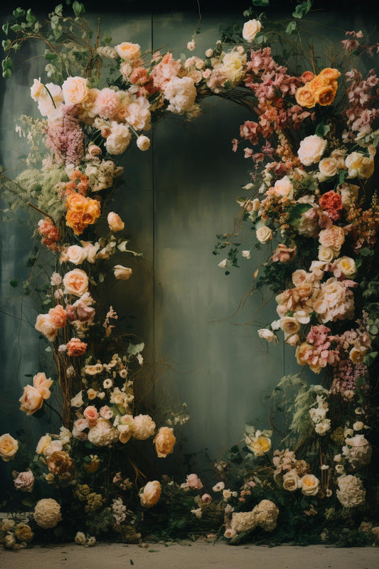 Green Floral Backdrop For Maternity Shoot - Backdrop Imperia Printed Backdrop
