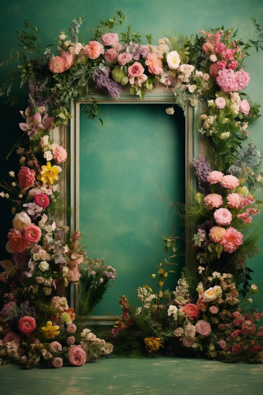 Green Floral Backdrop For Maternity Shoot - Backdrop Imperia Printed Backdrop