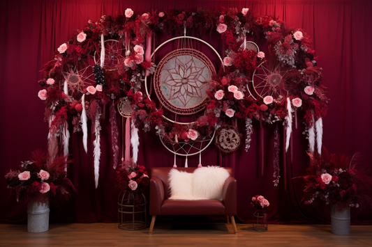 Beautiful Mahroon Boho Theme 8 - Backdrop Imperia Printed Backdrop