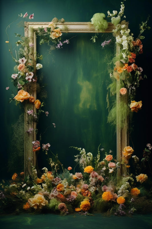 Green Floral Backdrop For Maternity Shoot - Backdrop Imperia Printed Backdrop