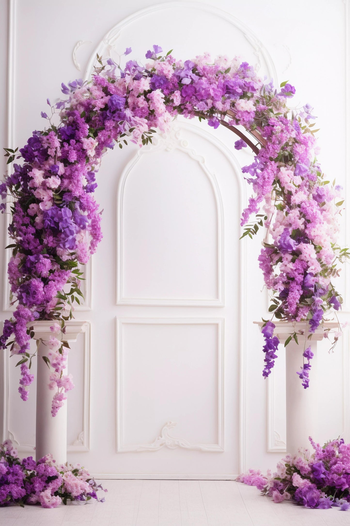 Purple Floral Backdrop For Maternity Shoot - Backdrop Imperia Printed Backdrop