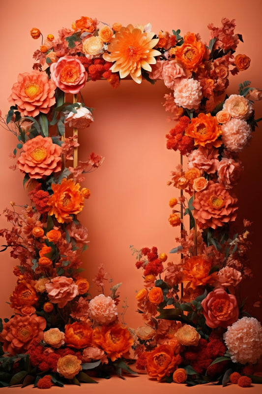 Orange Floral Backdrop For Maternity Shoot - Backdrop Imperia Printed Backdrop